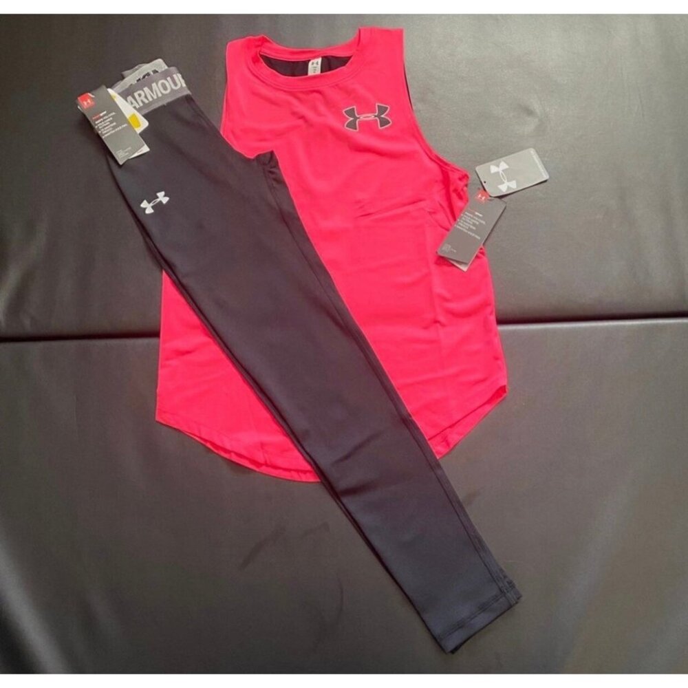 NWT Under Armour Leggings & Tank Set Girls Youth Size Medium